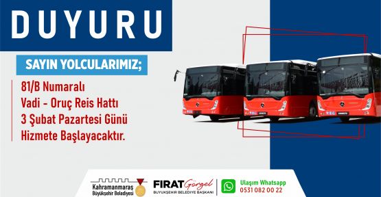 ŞEHİR MERKEZİNDE YENİ TOPLU TAŞIMA HATTI