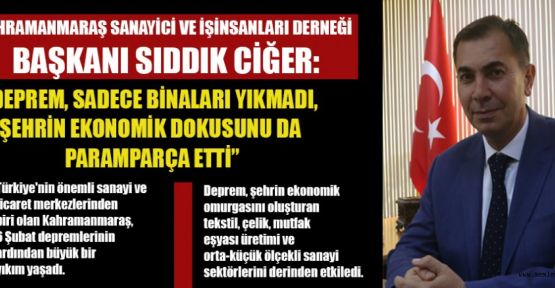 BAŞKAN CİĞER, "DEPREM, ŞEHİRDE EKONOMİK YIKIM YARATTI”